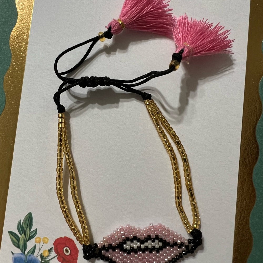 Pink and Gold Beaded Bracelet